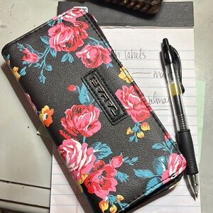Tahari Black Floral Wallet